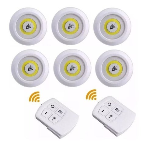 Kit 6 Lâmpadas LED Luminária Controle sem Fio Spot Remoto 15W