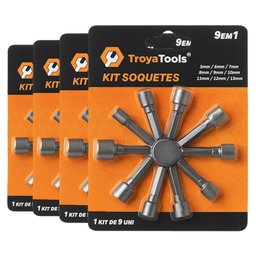 4 Jogos de Soquetes Troya Tools 9 em 1 de 5mm a 13mm para Parafusadeira e Manutenção - 3