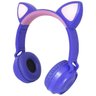 Fone Ouvido Headphone Bluetooth sem Fio Estéreo Orelha Gato LED Infantil P2 SD Exbom C290Bt Roxo - 4