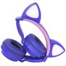 Fone Ouvido Headphone Bluetooth sem Fio Estéreo Orelha Gato LED Infantil P2 SD Exbom C290Bt Roxo - 3