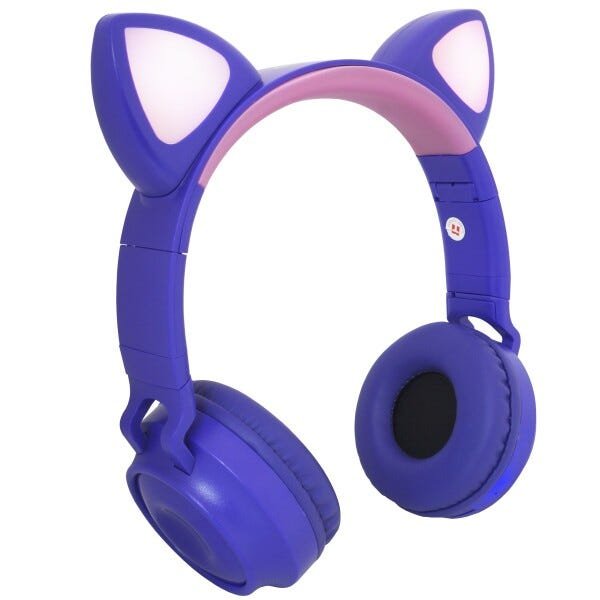 Headphone Bluetooth Orelha de Gato com LED P2 Micro SD e Microfone Exbom  HF-C290BT