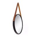 Ver imagem 1 de Espelho Decorativo adnet preto com alça marrom 50cm