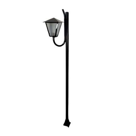 Poste Braço Curvo e Luminária Romana de Jardim Preto 200cm Ouro Minas L041OM