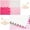 Ver imagem 4 de Kit 20 Tapete EVA Pelúcia Piso Macio Criança Bebe 30x30cm Rosa e Verde
