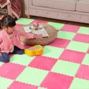 Ver imagem 3 de Kit 20 Tapete EVA Pelúcia Piso Macio Criança Bebe 30x30cm Rosa e Verde