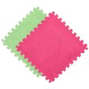 Ver imagem 1 de Kit 20 Tapete EVA Pelúcia Piso Macio Criança Bebe 30x30cm Rosa e Verde