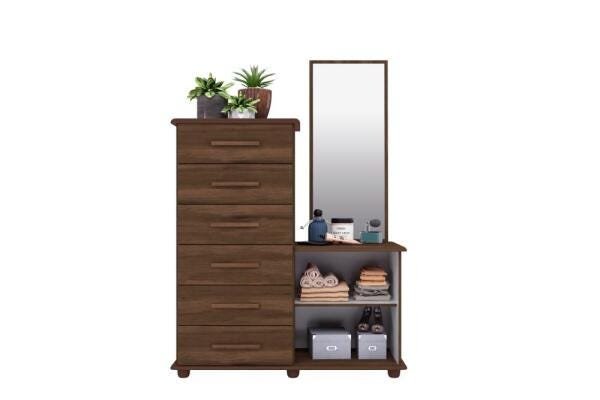 Cômoda Sapateira Com Espelho 6 Gavetas Cedro Stile Minha Casa - 2
