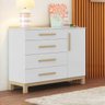 Cômoda com 4 Gavetas e 1 porta Lisa Louis Móveis Peroba Branco/Cedro - 1