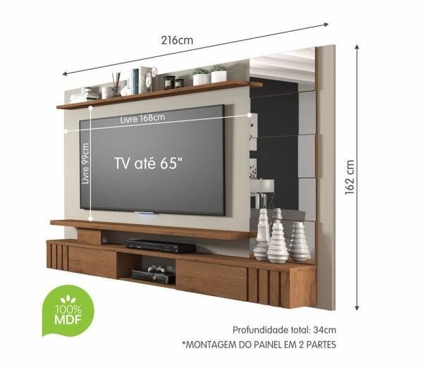 Painel com Espelho Murano Off White/Savana Permóbili Móveis - 6