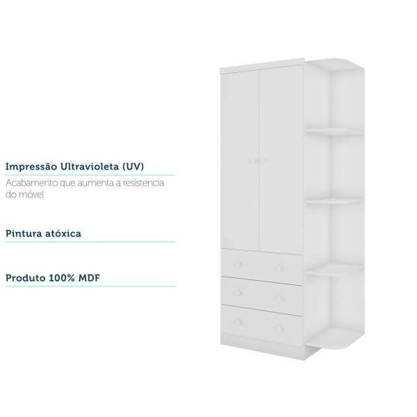 Quarto Infantil Com Guarda-Roupa Smim com prateleira Cômoda Junior e Berço Uli Americano Móveis - Br - 6