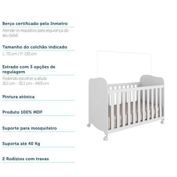 Quarto Infantil Com Guarda-Roupa Smim com prateleira Cômoda Junior e Berço Uli Americano Móveis - Br - 9