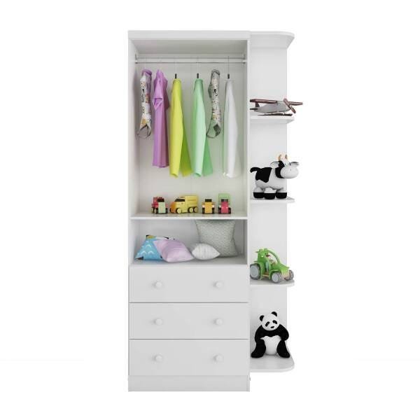 Quarto Infantil Com Guarda-Roupa Smim com prateleira Cômoda Junior e Berço Uli Americano Móveis - Br - 4