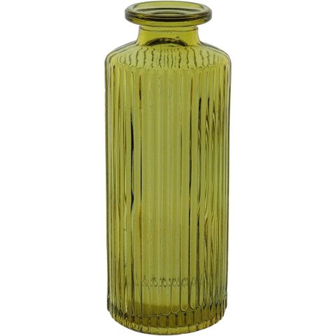 Vaso Garrafa Decorativo de Vidro Amarelo 13x5x5cm Enfeite Sala Mesa Estante