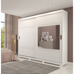 Guarda-Roupa Casal 2 Portas de Correr com Espelho Blumenau Panan Móveis - Branco