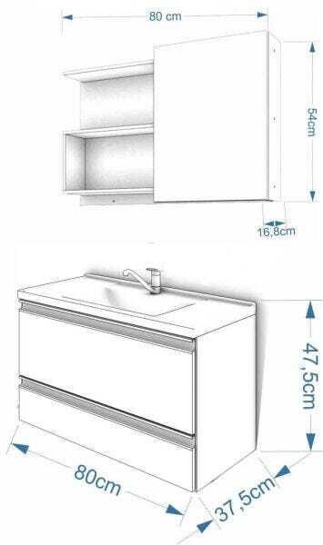 Gabinete para Banheiro Treviso e Espelheira Lis Mgm Móveis - Branco - 3