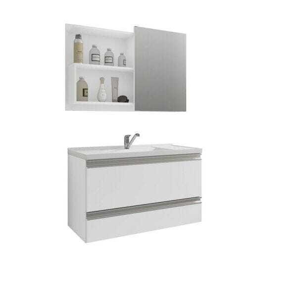 Gabinete para Banheiro Treviso e Espelheira Lis Mgm Móveis - Branco - 2