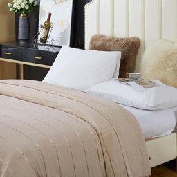Manta Cobertor Flannel Listrada Ultra Soft Paris Queen Bege - 3