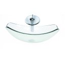 Ver imagem 1 de CUBA DE VIDRO OVAL CHANFRADA 51CM JATEADO + VALVULA + TORNEIRA CASCATA