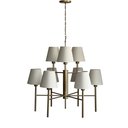 Ver imagem 1 de Lustre Estilo Tocheiro 9 Braços Dourado Fosco com Cúpula Marfim