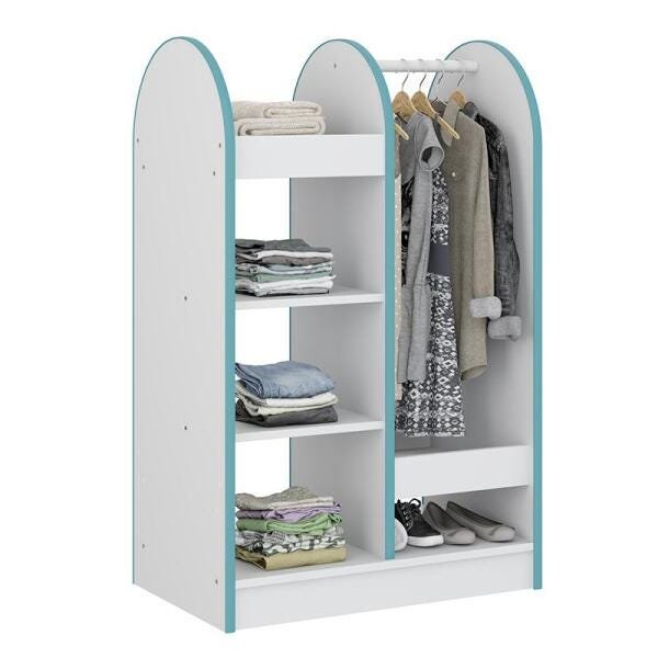 Mini Closet Para Quarto Infantil 6 Prateleiras - Branco/azul ...