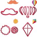 Ver imagem 1 de Kit 4 cortadores Pasta Doce Impresso Festa Infantil Mundo Bita Sol Balão Sol Pipa:4,5cm