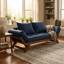 Ver imagem 4 de Sofá Japão Futon Acquablock Azul Royal Madeira Cor Imbuia