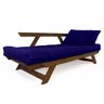 Sofá Japão Futon Acquablock Azul Royal Madeira Cor Imbuia - 5