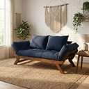 Ver imagem 2 de Sofá Japão Futon Acquablock Azul Royal Madeira Cor Imbuia
