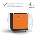 Ver imagem 2 de Gaveteiro de Aço 2 Gavetas com Chave e Rodízios com Trava e Gaveta p/Pasta Suspensa Laranja/Preto