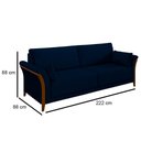 Ver imagem 4 de Sofá Living 3 Lugares 222cm Pés Madeira Roya M22 Veludo Azul Marinho - Mpozenato