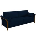 Ver imagem 1 de Sofá Living 3 Lugares 222cm Pés Madeira Roya M22 Veludo Azul Marinho - Mpozenato