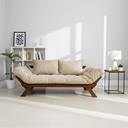 Ver imagem 3 de Sofá Cama Japão Futon Bege em Madeira Maciça Cor Imbuia