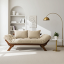 Ver imagem 6 de Sofá Cama Japão Futon Bege em Madeira Maciça Cor Imbuia