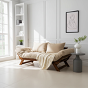 Ver imagem 5 de Sofá Cama Japão Futon Bege em Madeira Maciça Cor Imbuia