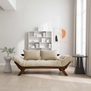 Ver imagem 4 de Sofá Cama Japão Futon Bege em Madeira Maciça Cor Imbuia