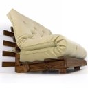 Ver imagem 1 de Sofá Cama Casal Futon Tokio Bege Madeira Maciça Cor Imbuia