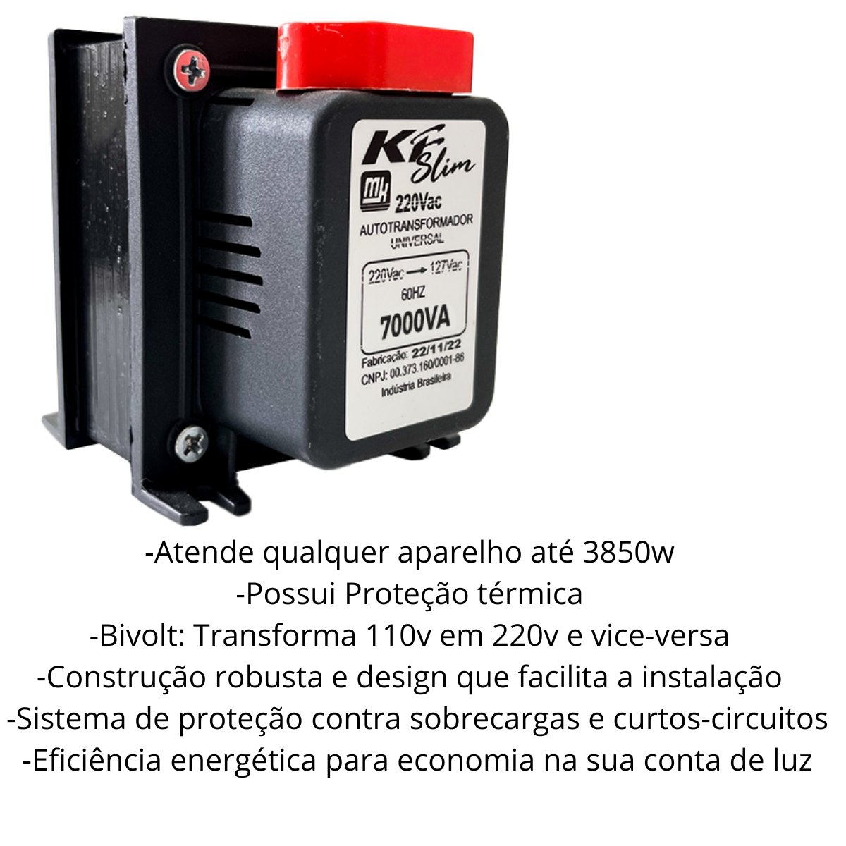 Autotransformador 7.000va Slim com Tomada Forno Eletrico Ar Condicionado 18000 Btus - 6