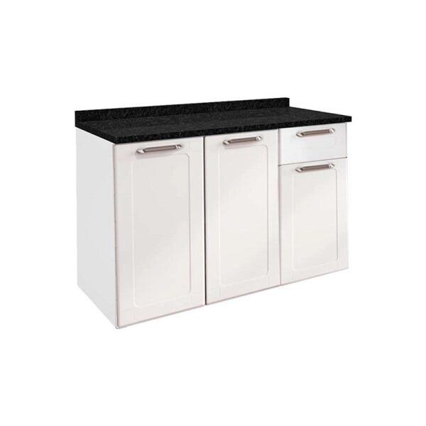 Balcão 3 Portas 1 Gaveta Com Tampo Dona Maria Branco Bertolini - 1