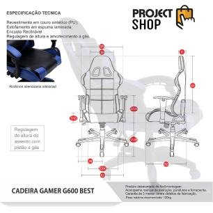 Cadeira Gamer Giratória Reclinável Best Vermelho - 6