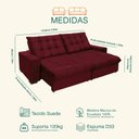 Ver imagem 3 de Sofá Retrátil e Reclinável 2,90m 5 Lugares Molas Ensacadas Pillow Top Califórnia