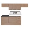 Cozinha Compacta com Pia Inox e Rodapé 8 peças Calábria Multimóveis MP3229 Madeirado - 1