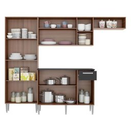 Cozinha Completa Compacta com 2 Leds, Armário e Balcão com Tampo 3 Peças Pequim Multimóveis - 4