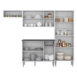 Cozinha Completa Compacta com 3 Leds, Armário e Balcão com Tampo 4 Peças xangai Multimóveis Bca/Lca - 4 Cozinha Completa Compacta com 3 Leds, Armário e Balcão com Tampo 4 Peças xangai Multimóveis Bca/Lca - 4
