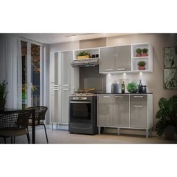Cozinha Completa Compacta com 3 Leds, Armário e Balcão com Tampo 4 Peças xangai Multimóveis Bca/Lca - 6 Cozinha Completa Compacta com 3 Leds, Armário e Balcão com Tampo 4 Peças xangai Multimóveis Bca/Lca - 6
