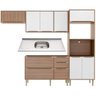 Cozinha Compacta com Pia Inox 5 peças Calábria Multimóveis MP3204 Madeirado/Branco - 6