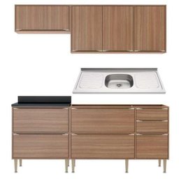 Cozinha Compacta com Pia Inox 5 peças Calábria Multimóveis MP3207 Madeirado - 6