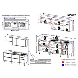 Cozinha Compacta com Pia Inox 5 peças Calábria Multimóveis MP3207 Madeirado - 4