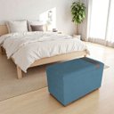 Ver imagem 1 de Recamier Puff Baú Organizador no Boucle com Cinto Caramelo:azul Marinho