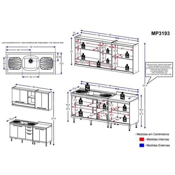 Cozinha Compacta com Pia Inox 5 peças Sicília Multimóveis MP3193 Madeirado/Grafite - 4