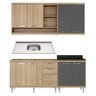 Cozinha Compacta com Pia Inox 5 peças Sicília Multimóveis MP3193 Madeirado/Grafite - 6
